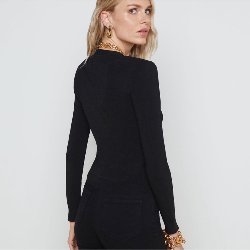 L'agence Toulouse Crop Black Cardigan Sweater Top Shirt Gold Buttons M - Picture 2 of 8
